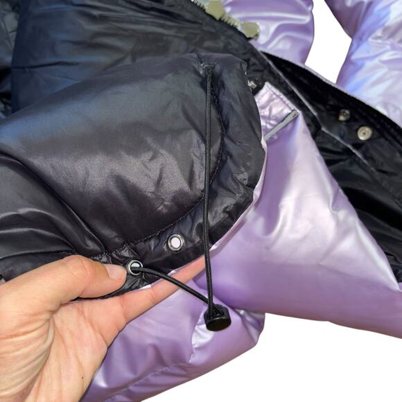 Iridescent Purple Women's Puffer Coat - Picture 13 of 16
